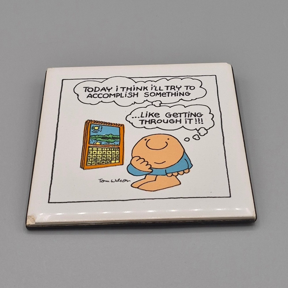 Vintage Ziggy Tom Wilson Ceramic Tile Wall Plaque Accomplish Something Comic Art